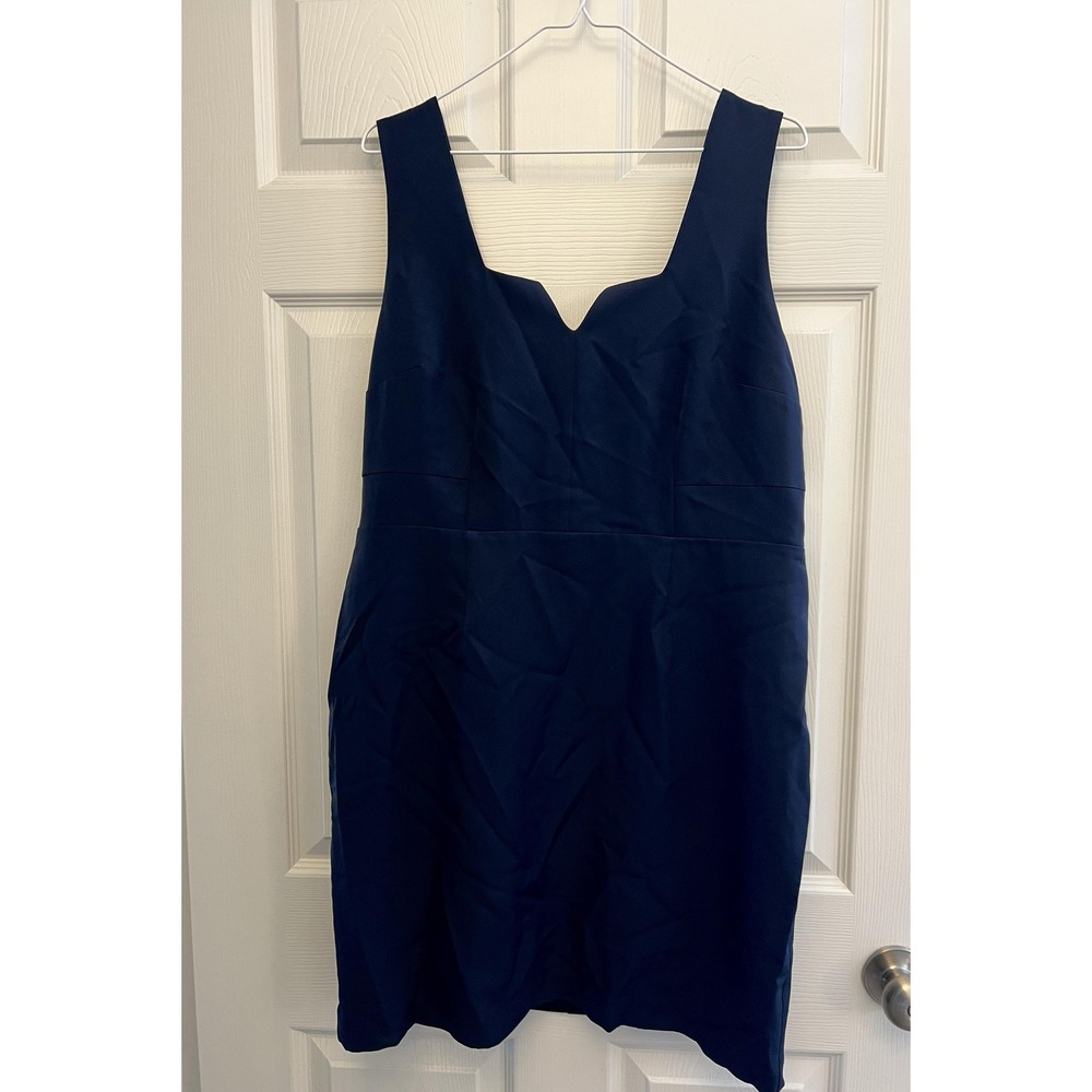 Bar III Dress Womens XL Navy Blue Sleeveless‎ Notch Neck Sheath Stretch Formal